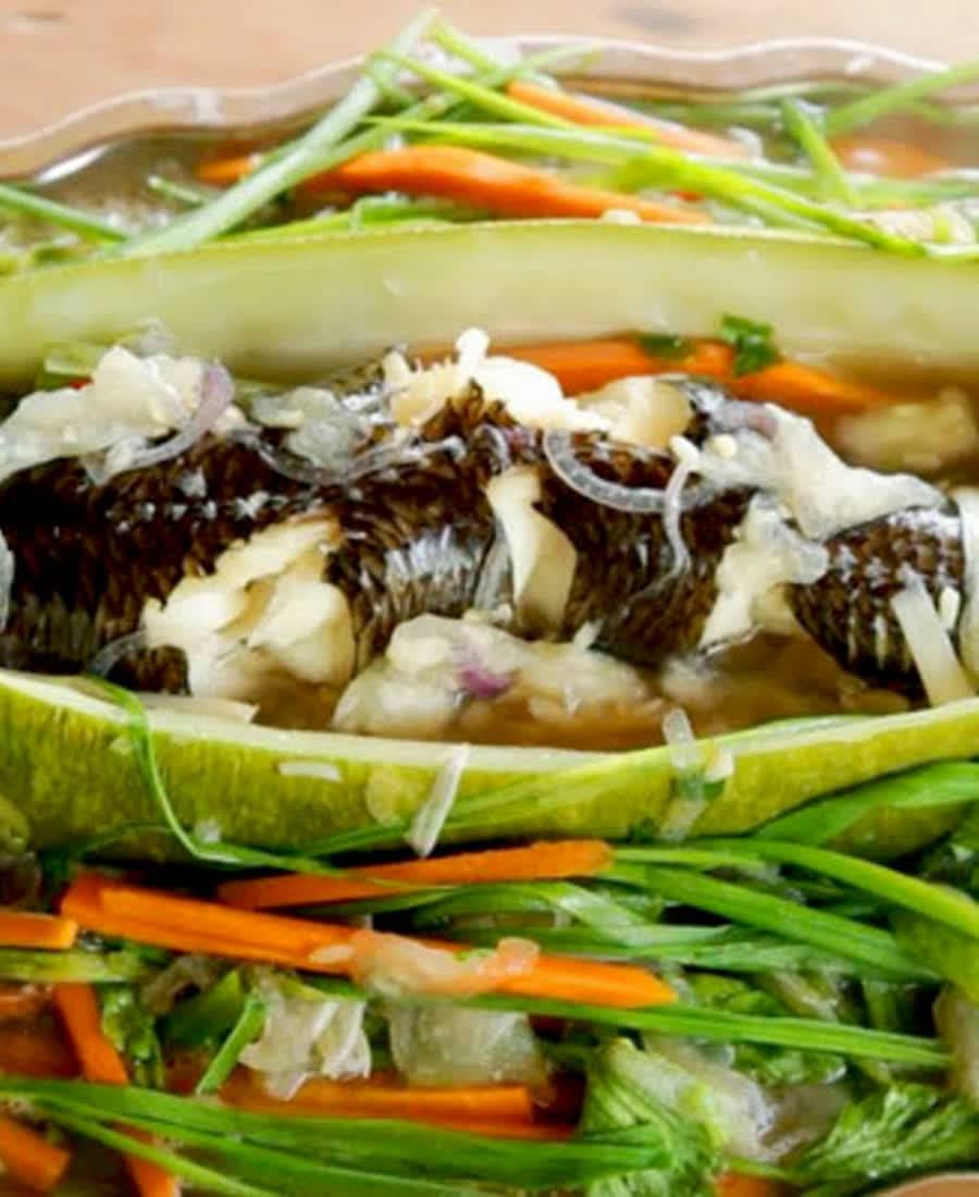 Cá lóc hấp bầu