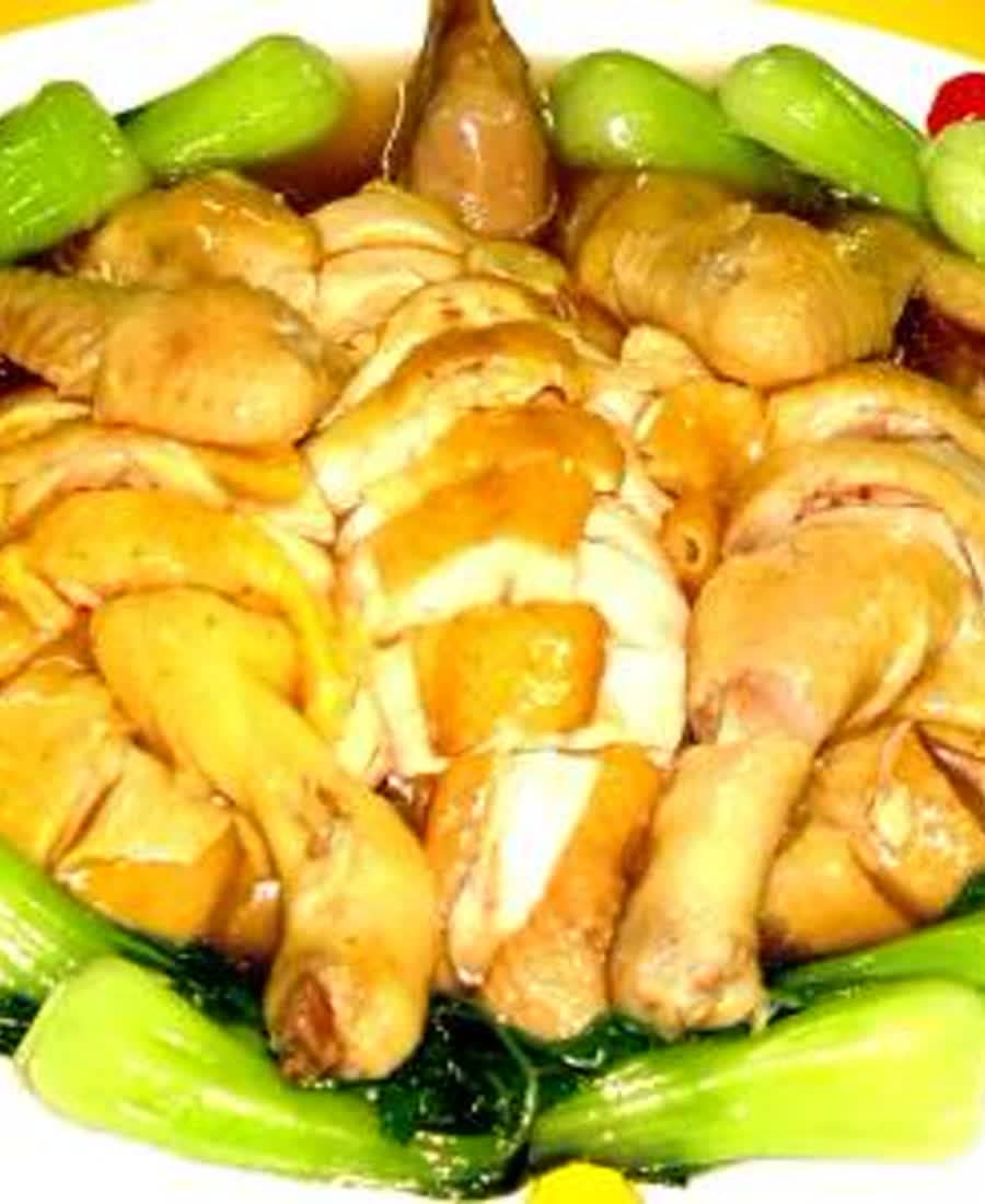Gà hấp cải bẹ xanh