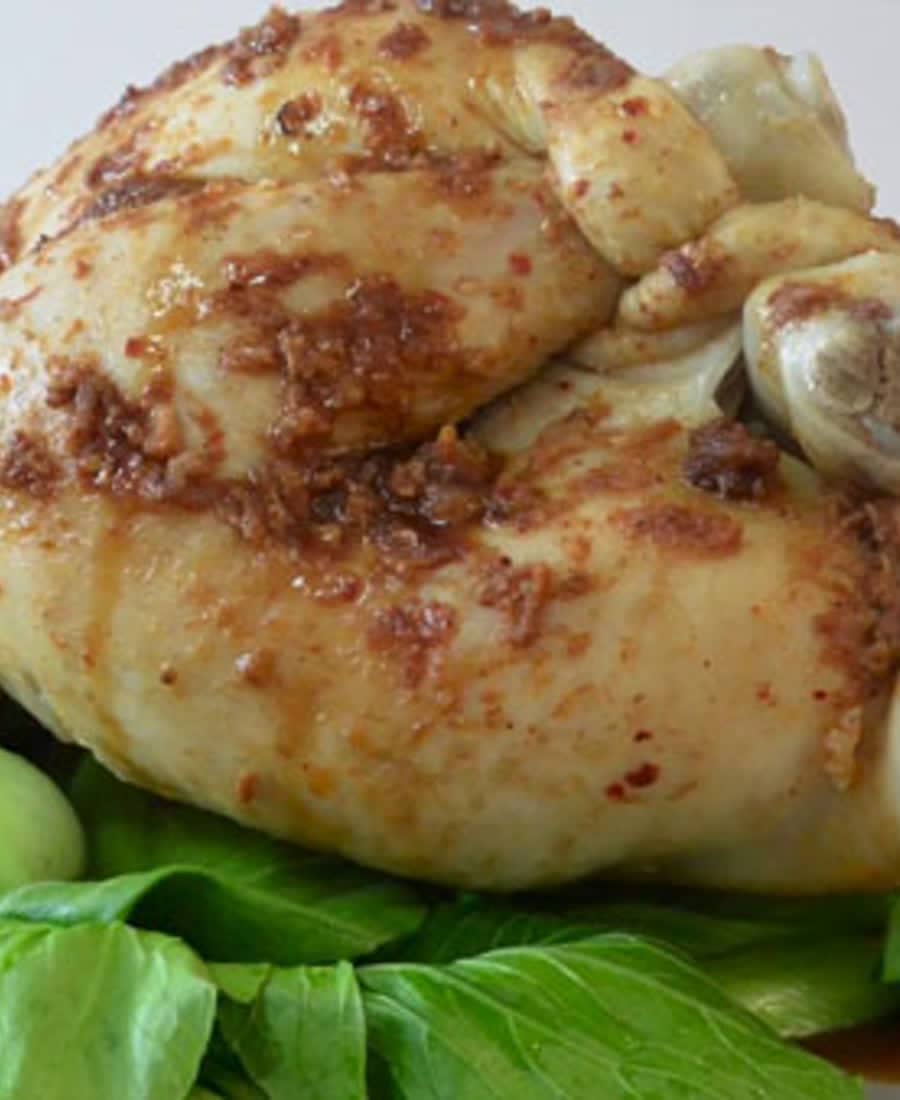 Gà hấp cải thìa