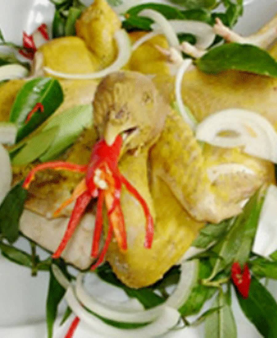Gà hấp rau răm