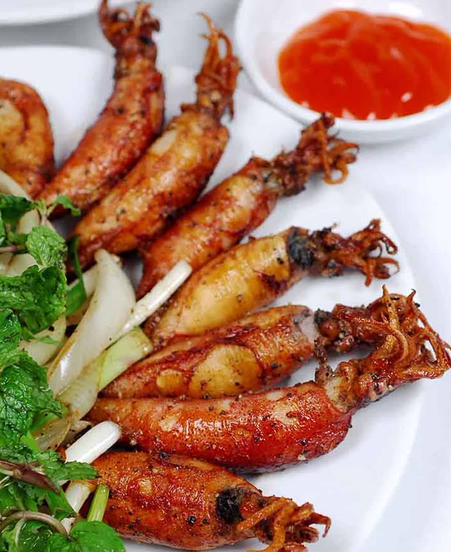 Mực ống chiên mắm