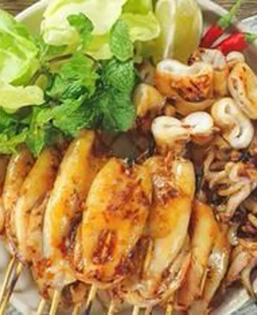 Mực ống nướng sa tế